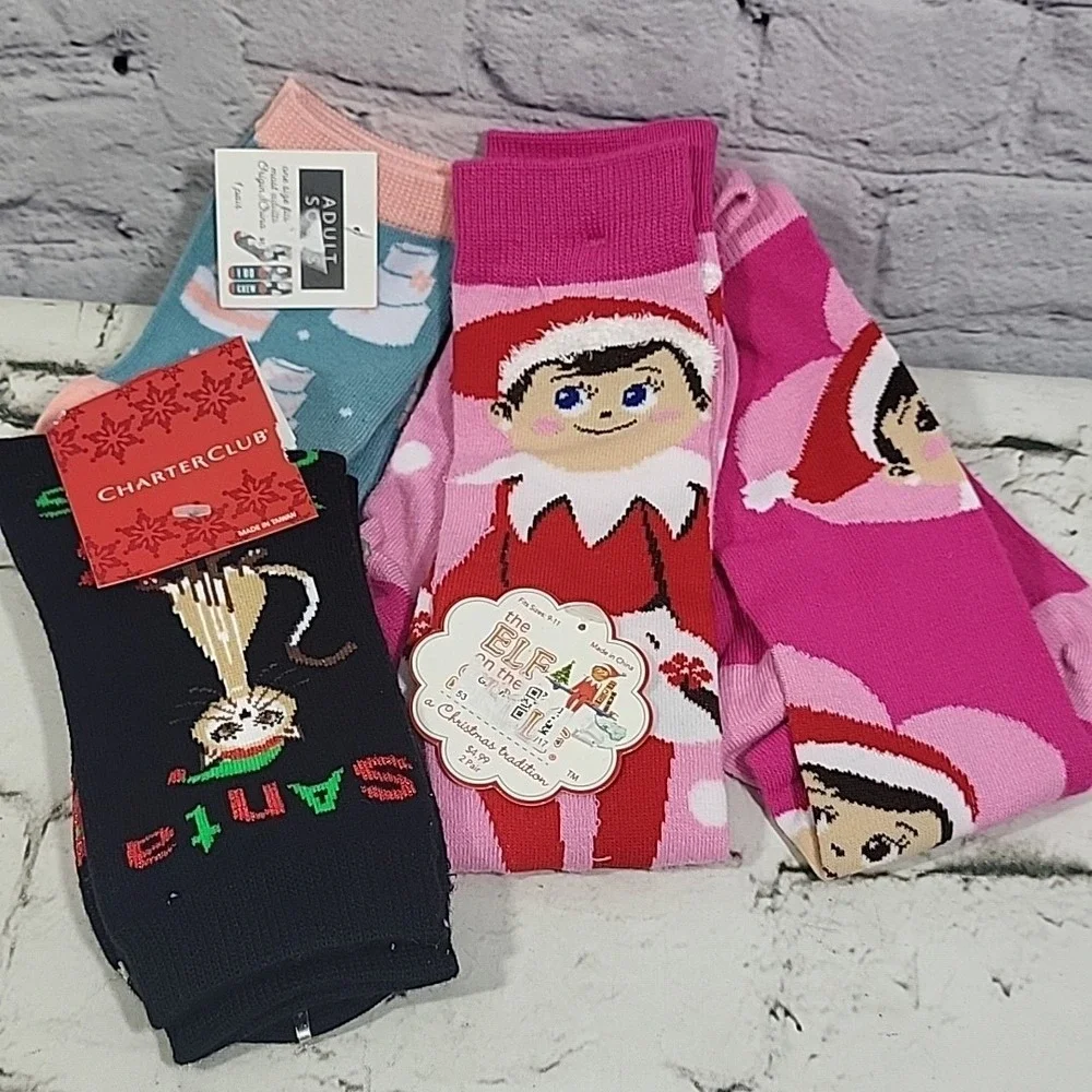 Womens Socks Christmas Holiday I‎ Do Novelty Lot Of 4 Pairs New